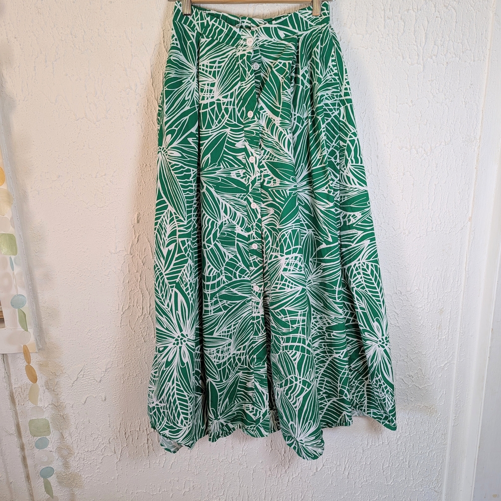 Tabitha Green and White A-Line Skirt